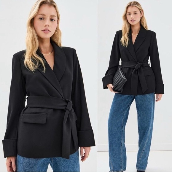 NEW FAVORITE DAUGHTER Adrienne Belted  Blazer Black Small - Picture 2 of 11